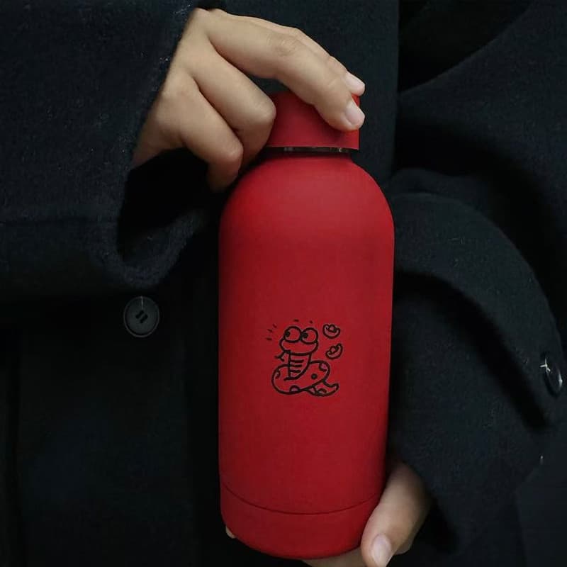 Cobra bebê, olá/ano Original da cobra bonito copo de água de ano novo vermelho da sorte 304 copo térmico fosco de aço in