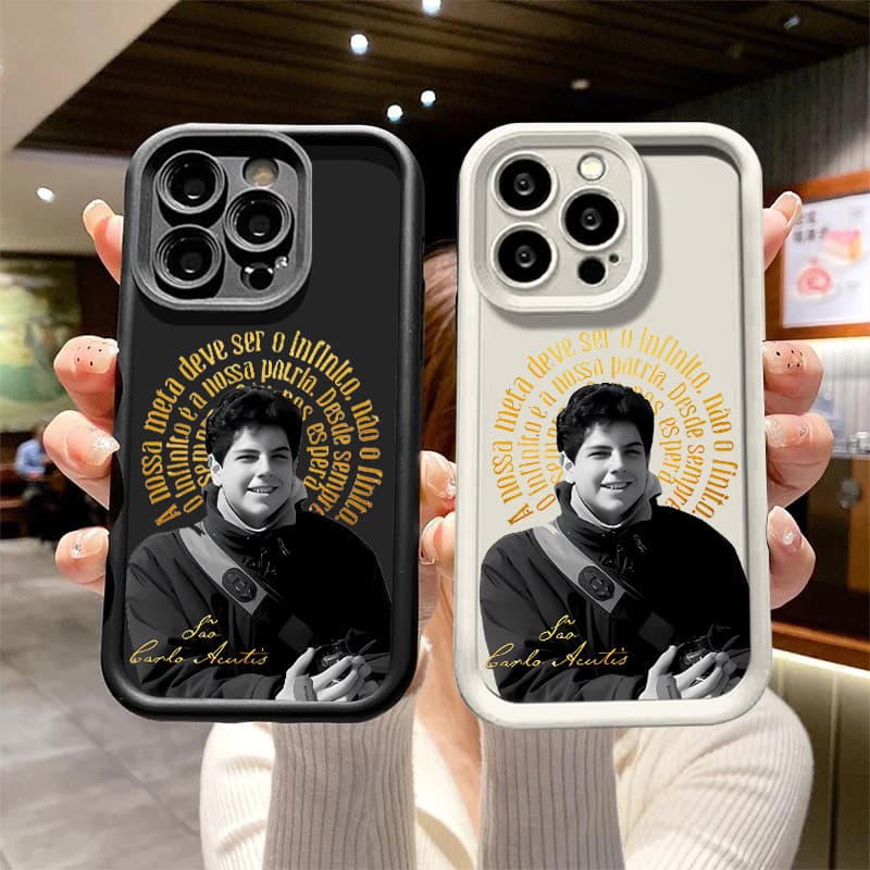 Capinha Carlo Acutis Infinito para iPhone 11 normal 13 x xr xs max 12 14 15 16 pro max 16 7 Plus capa