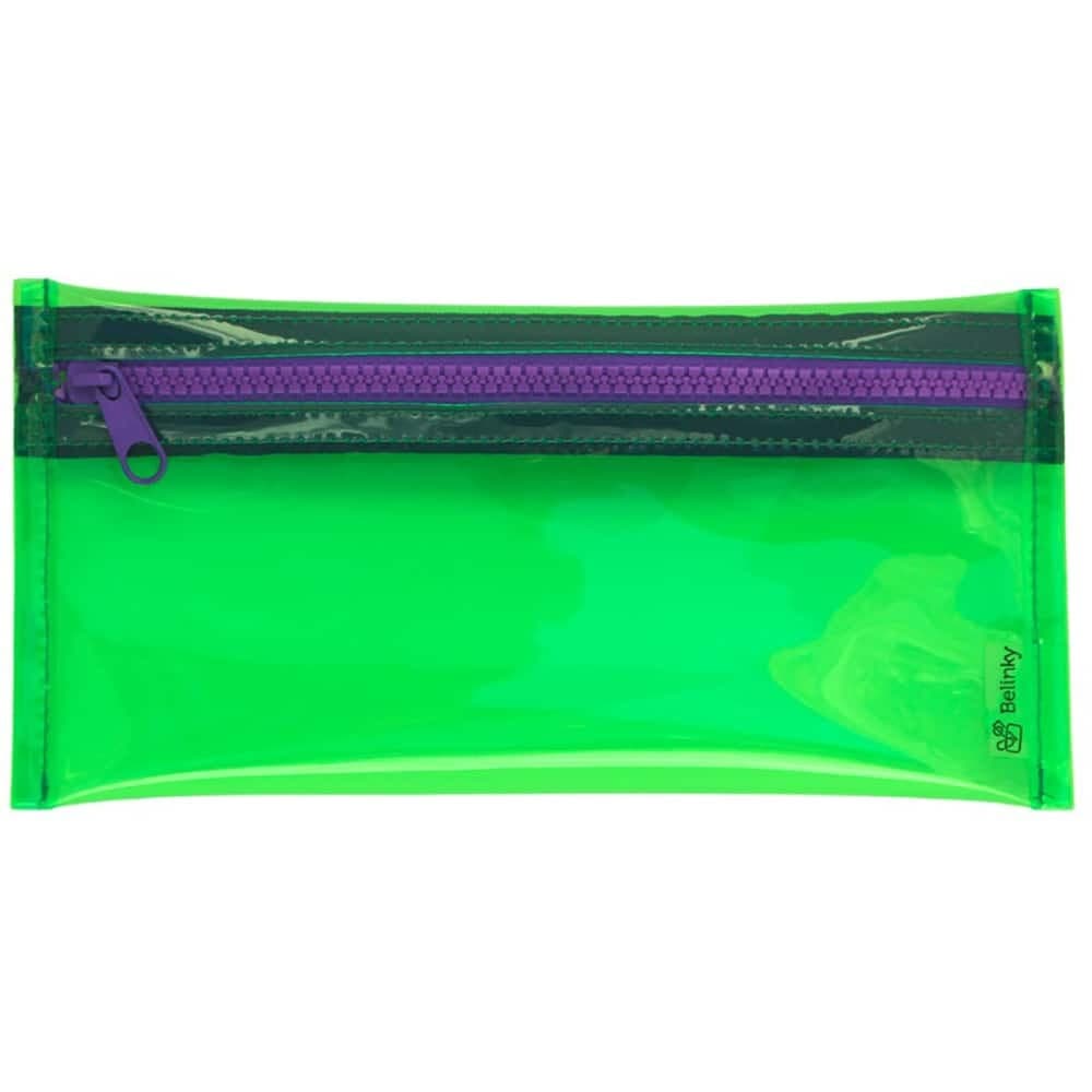 Estojo escolar em PVC Neon Verde Slim Belinky 1 UN
