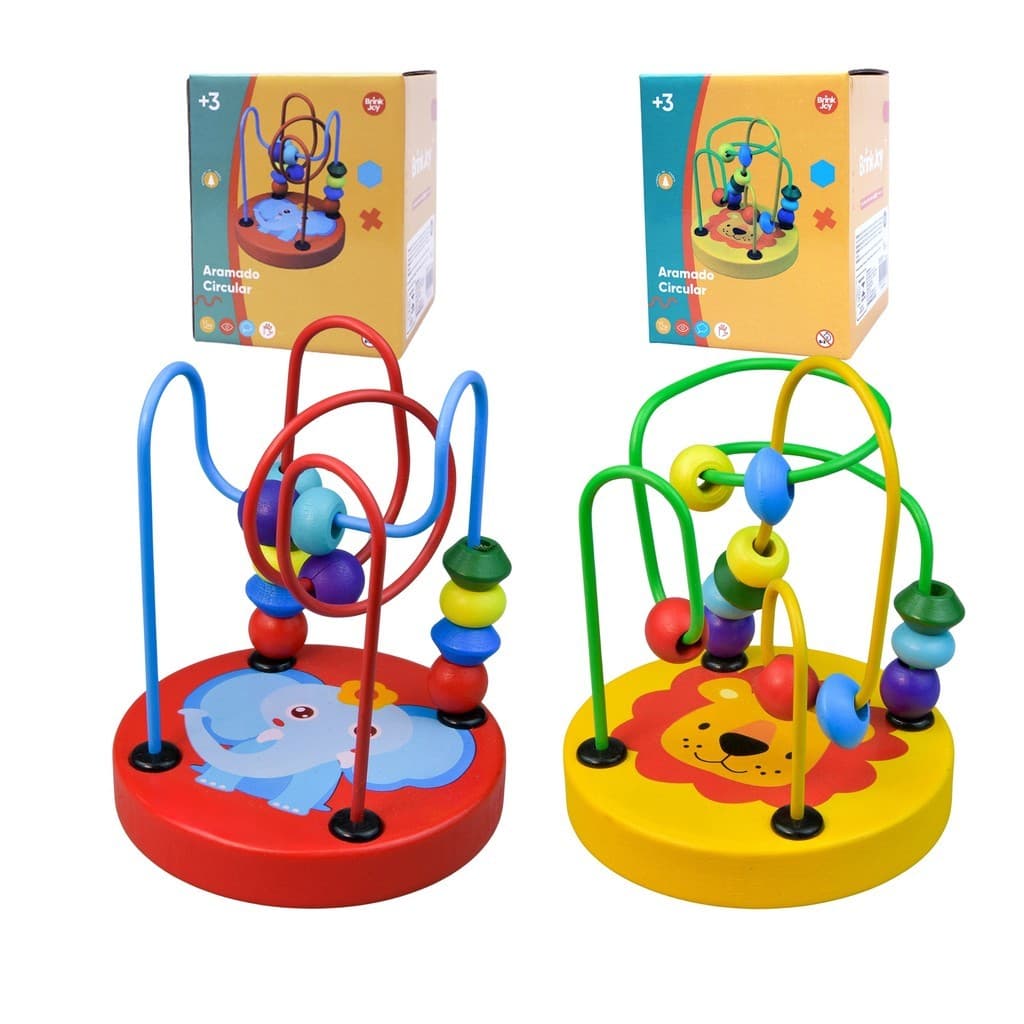 Mini Aramado Madeira Montessori Ark Toys Brinquedo Educativo Labirinto Bolinhas Coordenação Motora +12 Meses