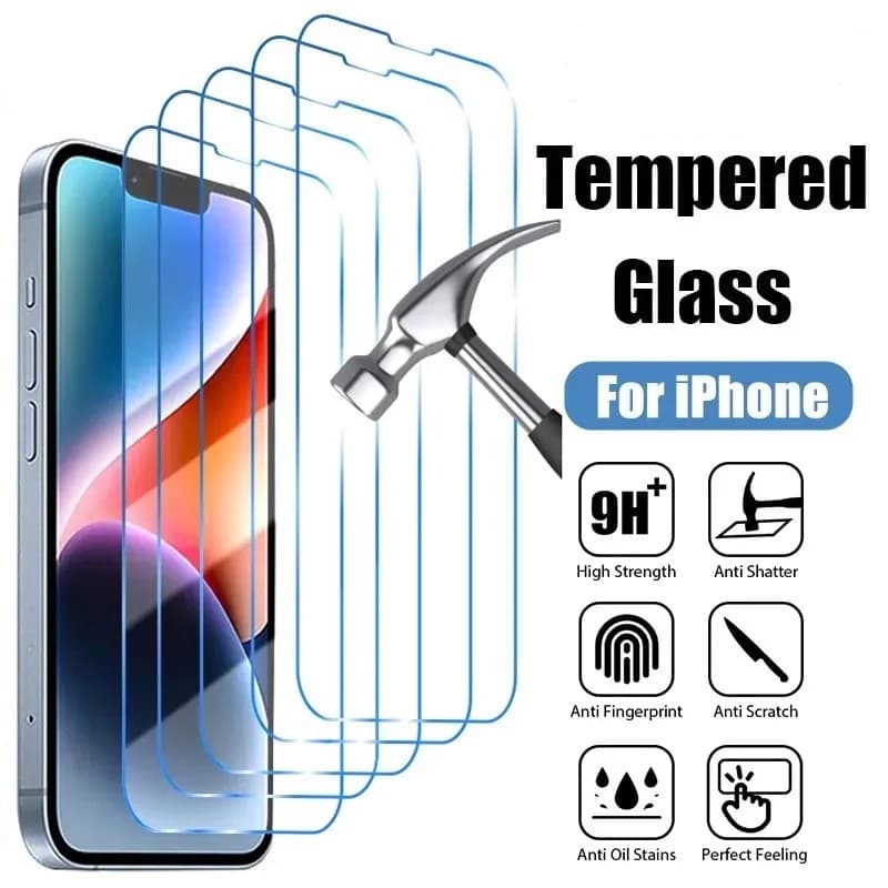 1 Pc Película Vidro Temperado  Sem Borda  P/ Todos iPhones 11 Xr 7 Plus Do 6g Ao 17 Pro Max