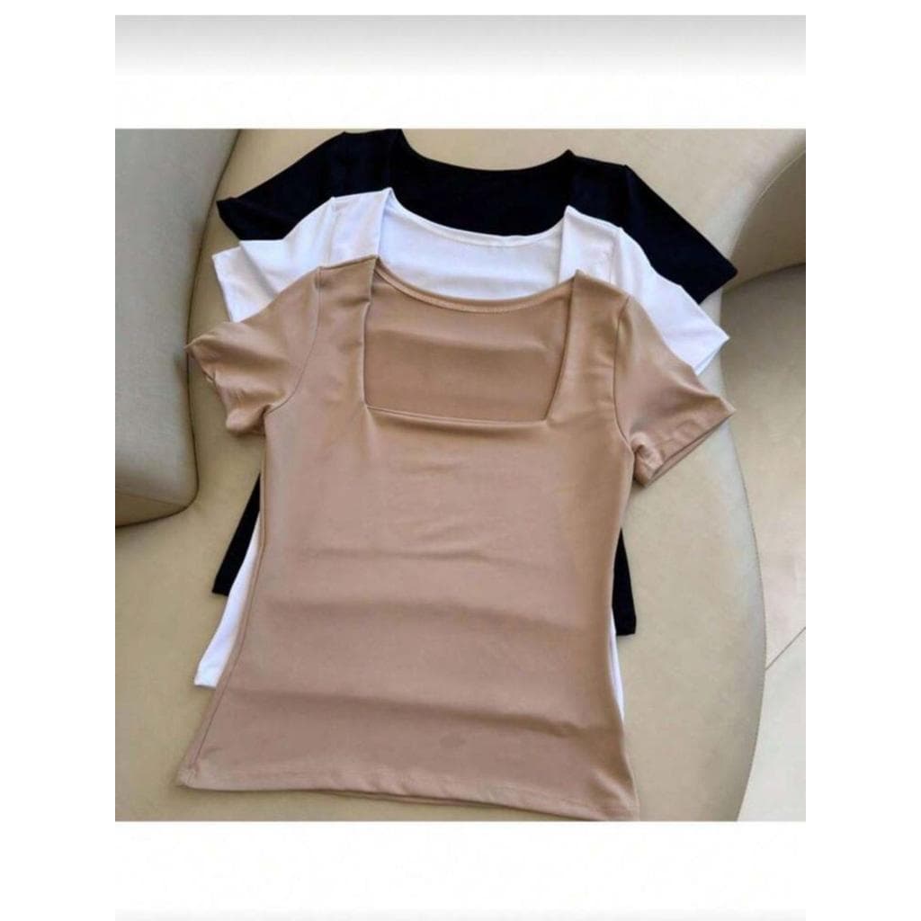 KIT 3 Blusa Suplex Feminina Decote Quadrado Básica Premium Elegante T-shirt Casual Segunda Pele