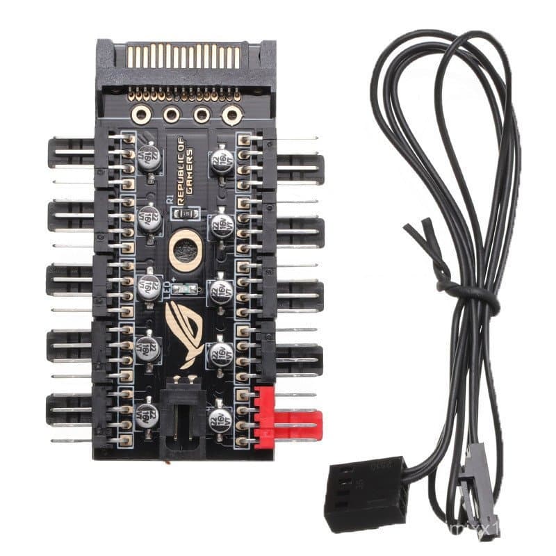 Ventilador para gabinete de computador 3 4PIN PWM, hub de 10 portas, versão com capacitor, controle de temperatura sincr