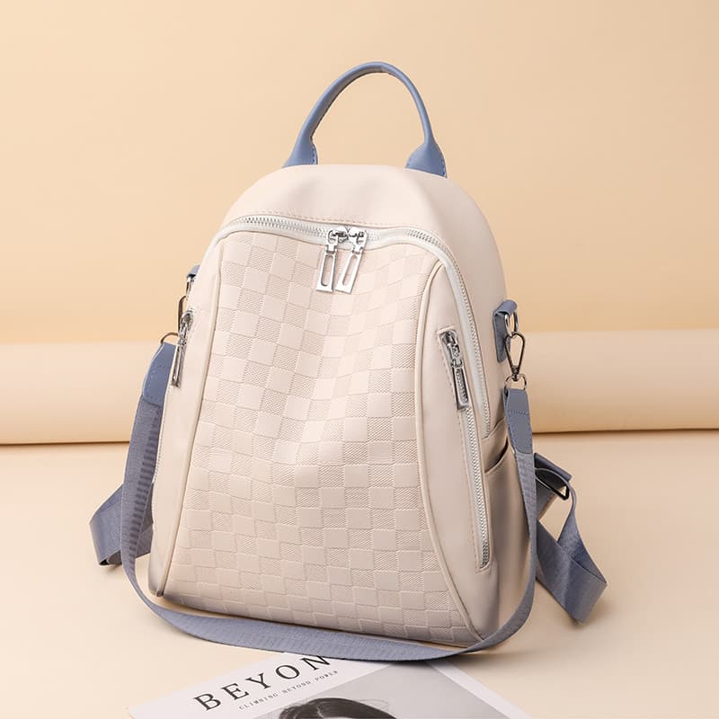 Mochila xadrez feminina 2025 novo estilo Off-White mochila feminina estudante universitário Casual All-Match bolsa de vi