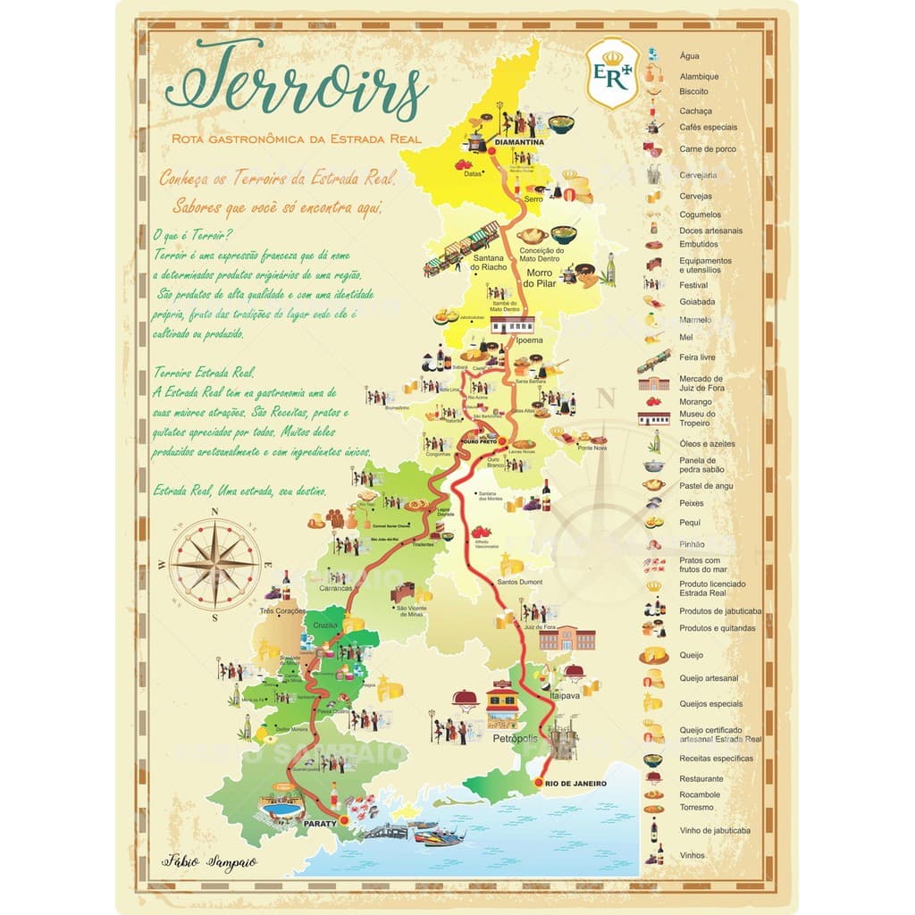 Quebra cabeça Mapa gastronômico da Estrada Real 98x70 -1014