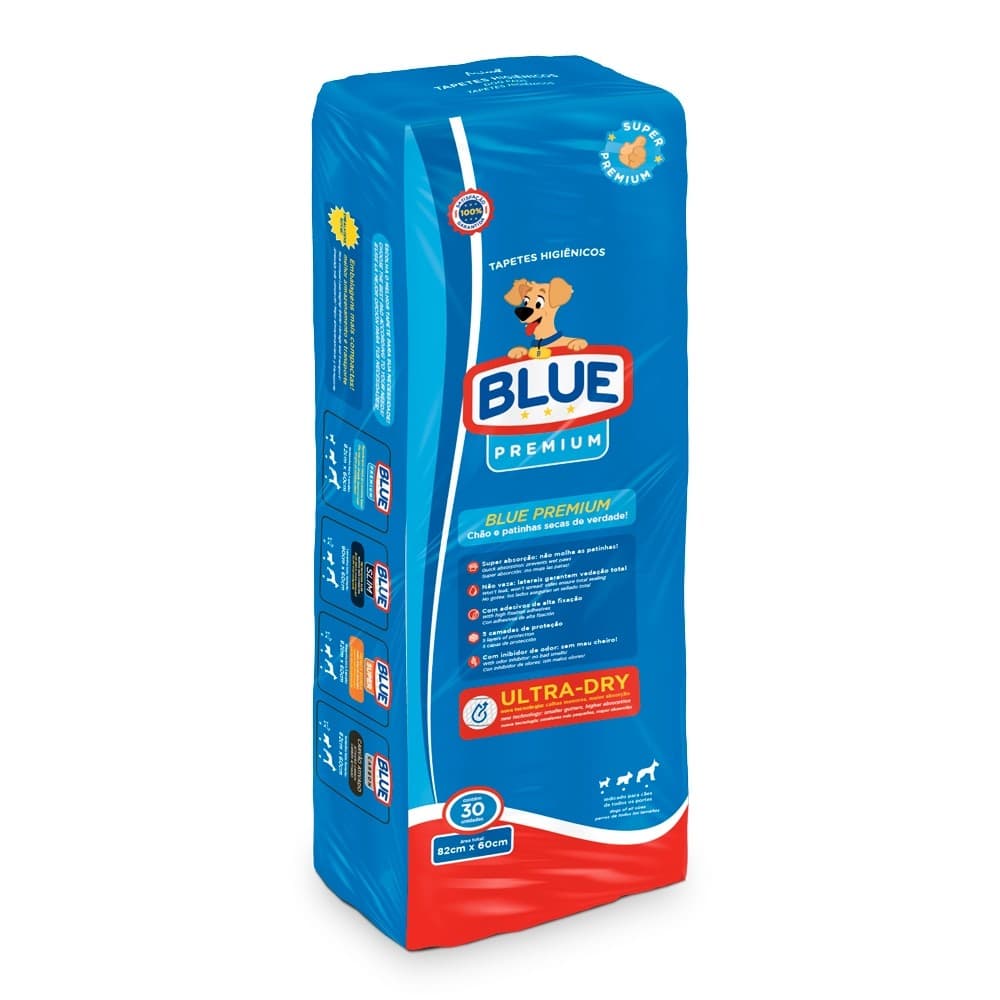 Tapete Higiênico Blue Premium para Cães 82x60cm 30 Und O Melhor tapete pelo melhor preço