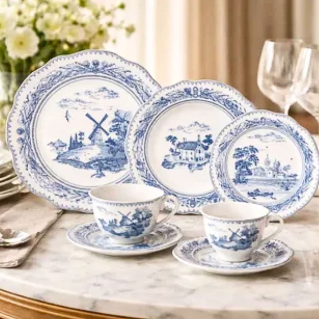 Aparelho de Jantar e Chá 42pç Porcelana Delfit  da L'Hermitage