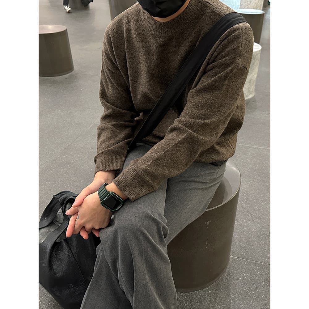 MRCYC estilo preguiçoso em torno do pescoço camisola masculina outono estilo coreano solto camisola de fundo outono inve
