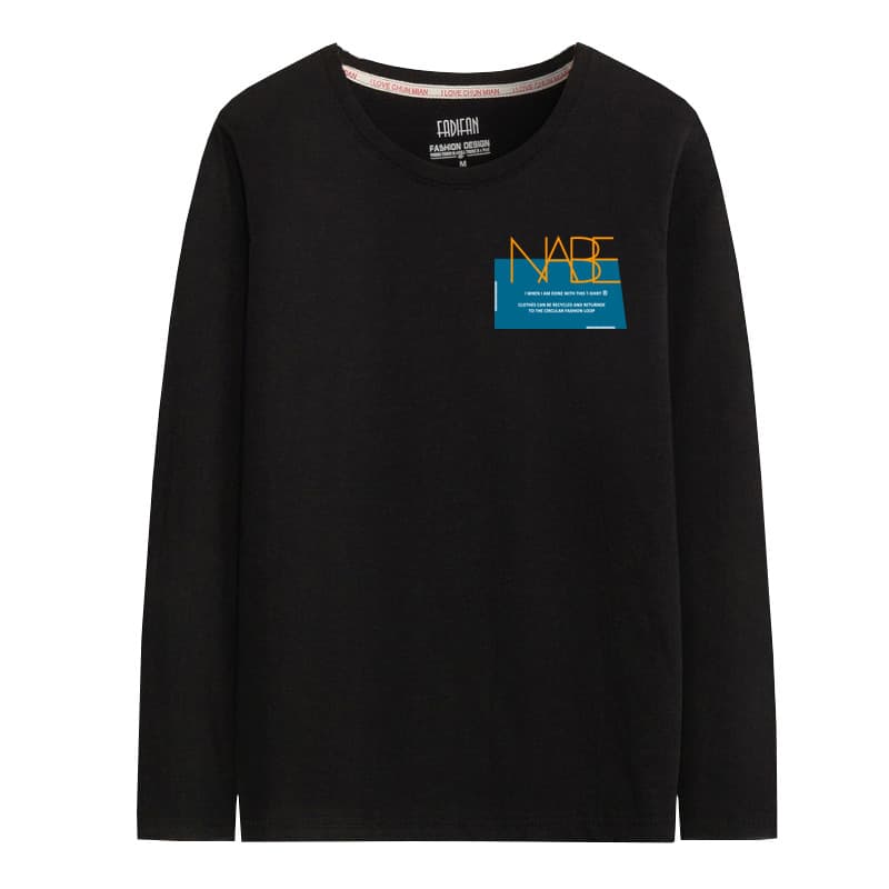 Estilo japonês puro algodão manga comprida camiseta masculina outono solto tamanho grande roupas de outono camisa de fun