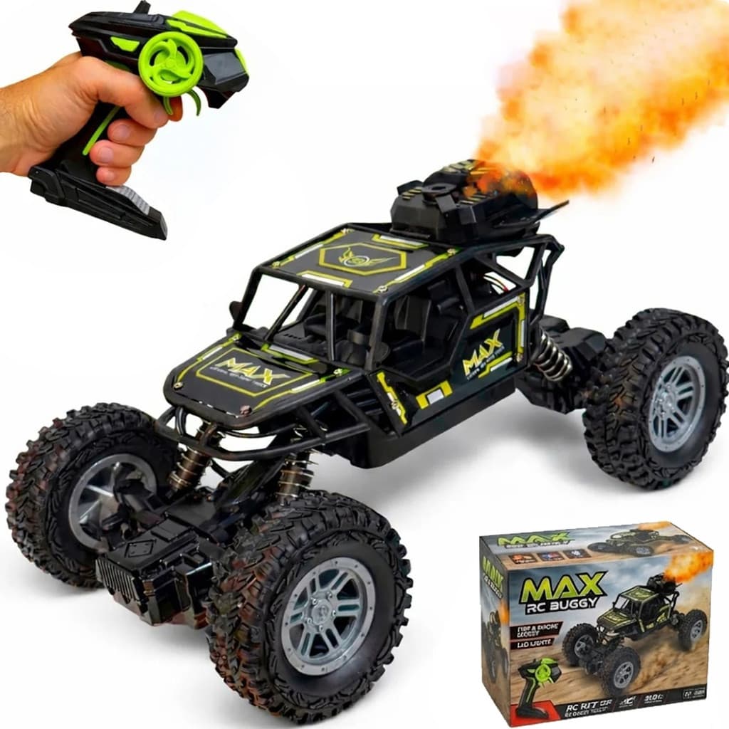 Carrinho Controle Remoto 4x4 Luz Solta Fumaça Recarregavel OffRoad Trilha Infantil Kizumba