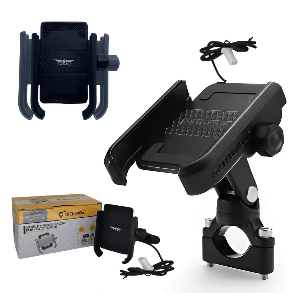 Suporte Celular Definitivo Alumínio Antifurto Mega Reforçado Moto Bike Guidao 360 Com Entrada USB JY-P7533F