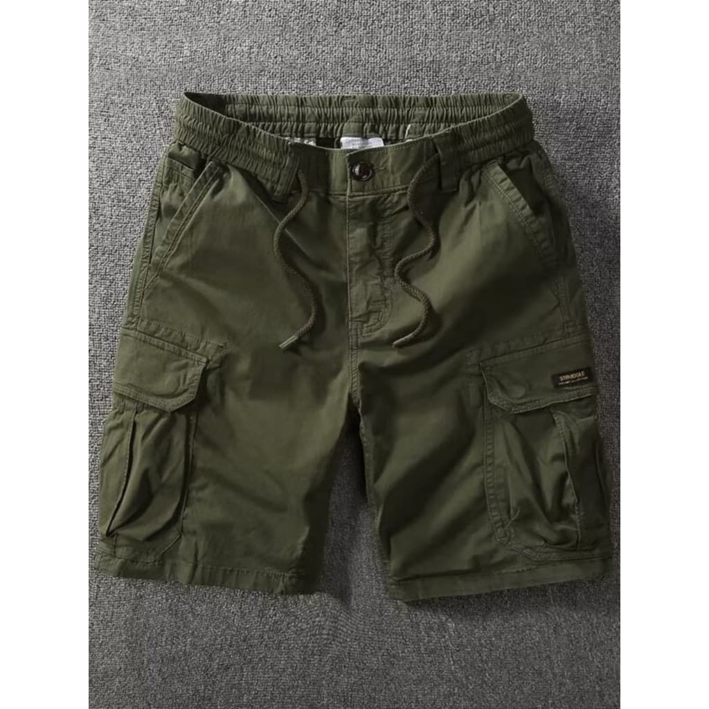 Verde do exército puro algodão macacão Shorts masculino verão estilo japonês rua wear calças médias na moda solto exteri