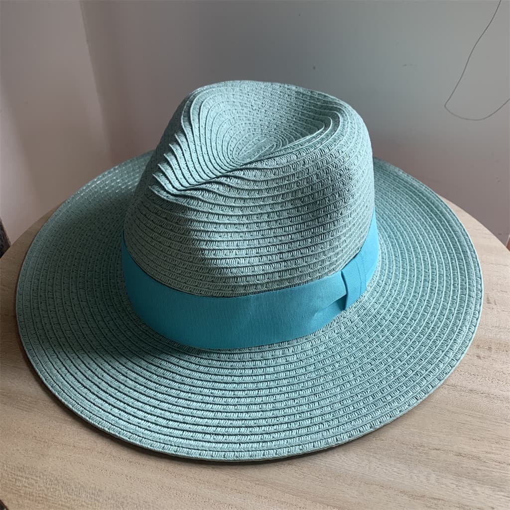 Chapéu superior verde menta chapéu de palha panamá guarda-sol protetor solar chapéu de praia feminino Casual verão chapé