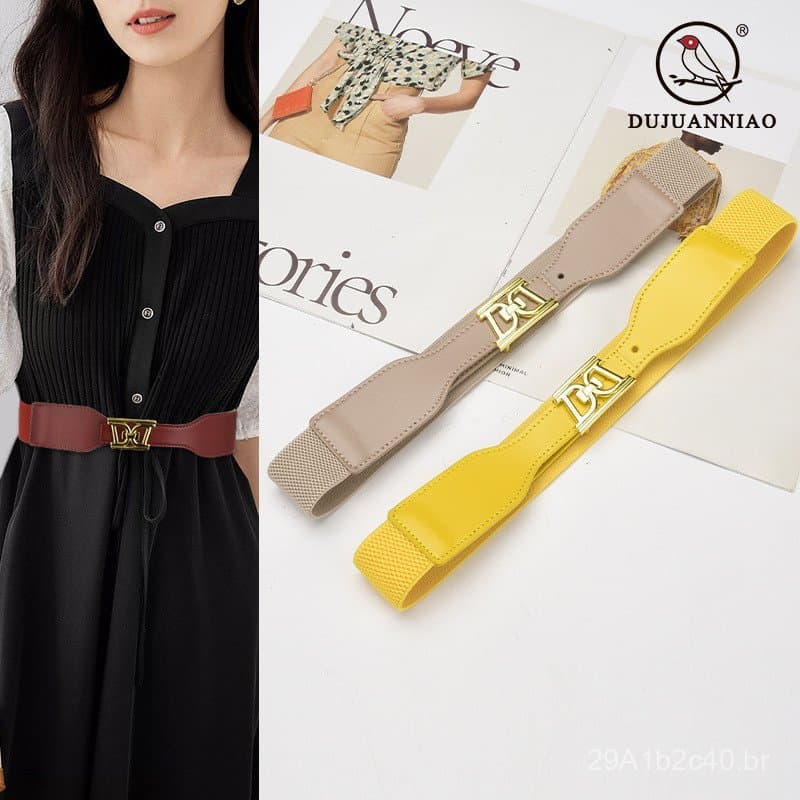 Cinto elástico feminino preto, de laço único, versátil, adequado para vestidos, camisas, casacos, suéteres, venda por at