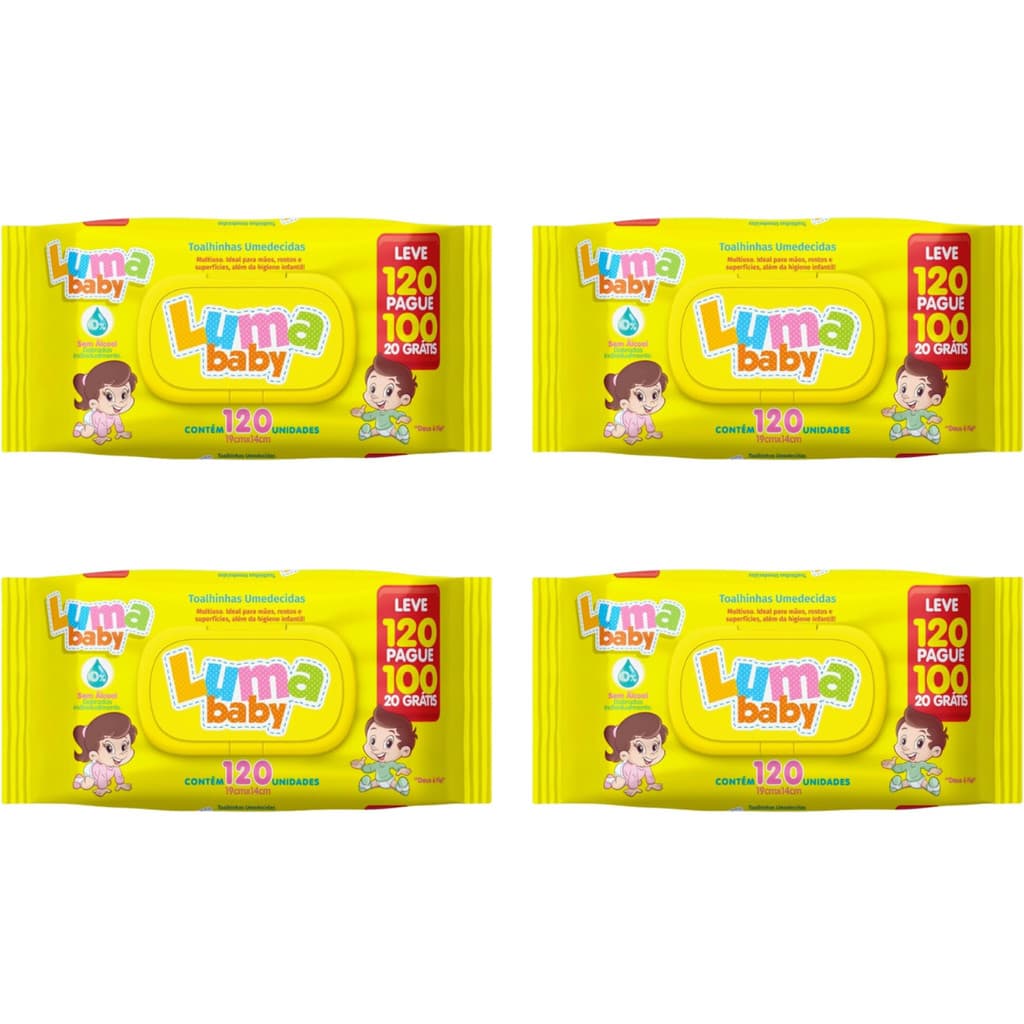 Kit 4 Lenços Umedecido Bebê Recém Nascido 480 Toalhas