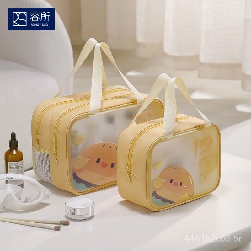 Bolsa de maquiagem e produtos de higiene pessoal, multifuncional, de grande capacidade, portátil, à prova d'água, adequa