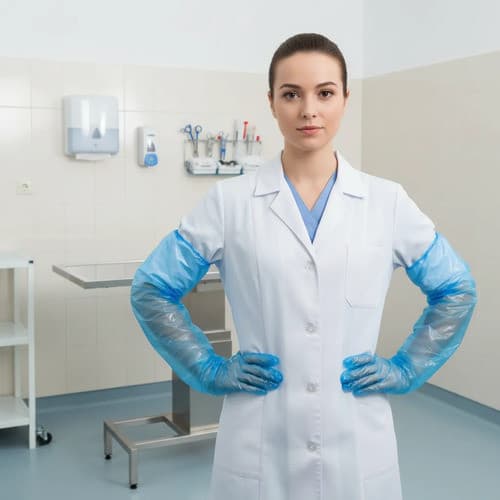 400 Luva Inseminação Plástica Polietileno Elástico Azul 65cm Azul Único