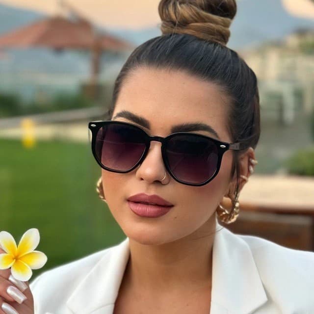 Oculos Hexagonal Grande Feminino Casual Básico Lente Geometrica Pra Rosto Redondo Coelção O