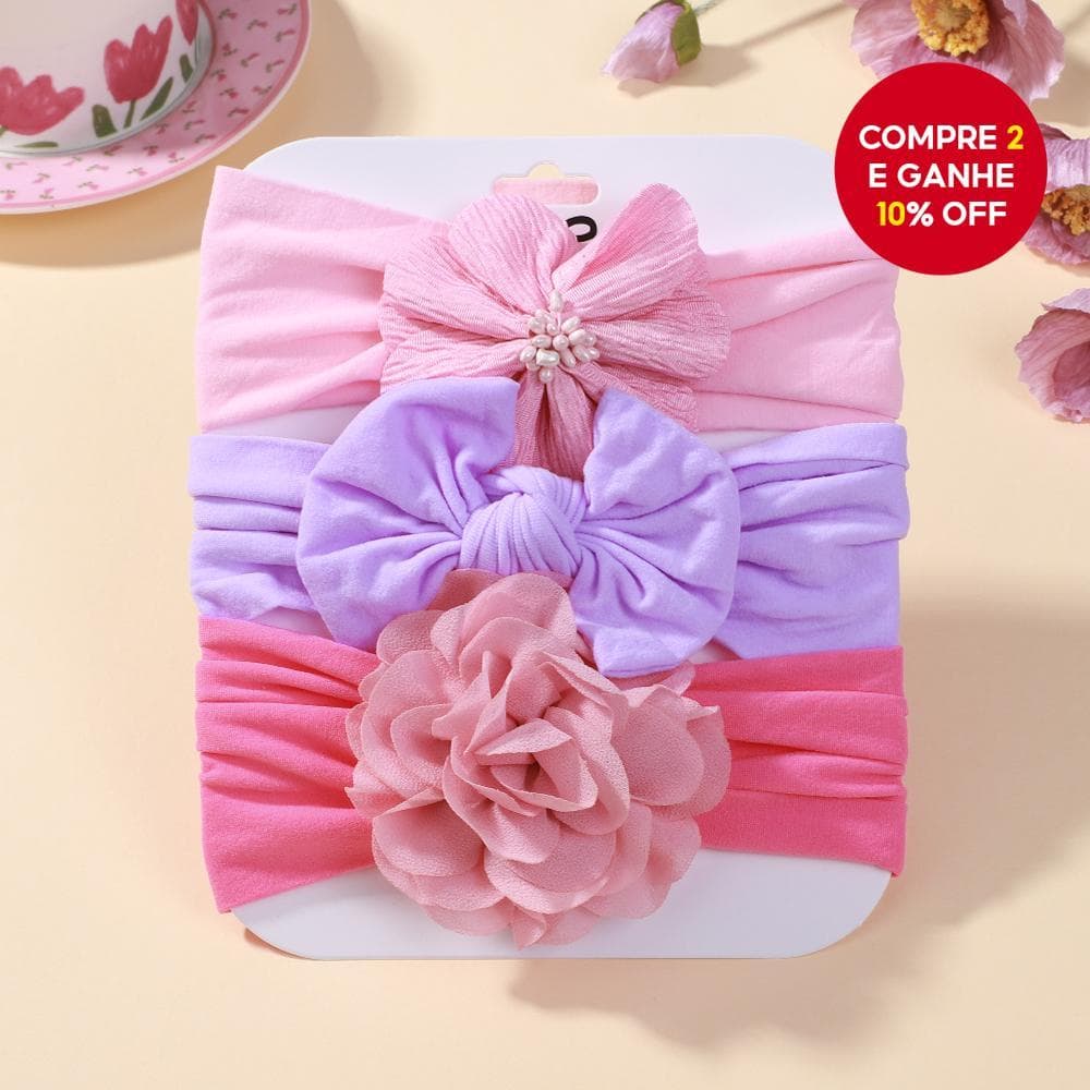 Faixa De Cabeça Floral Para Bebês , Conjunto De 3 Peças De Turbante Com Laço De Algodão Crianças , Acessórios Cabelo Men