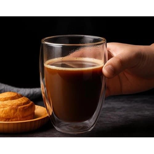 Conjunto 2 Copos Vidro Parede Dupla 350ml – Térmico, Isolamento Quente e Frio, Resistente