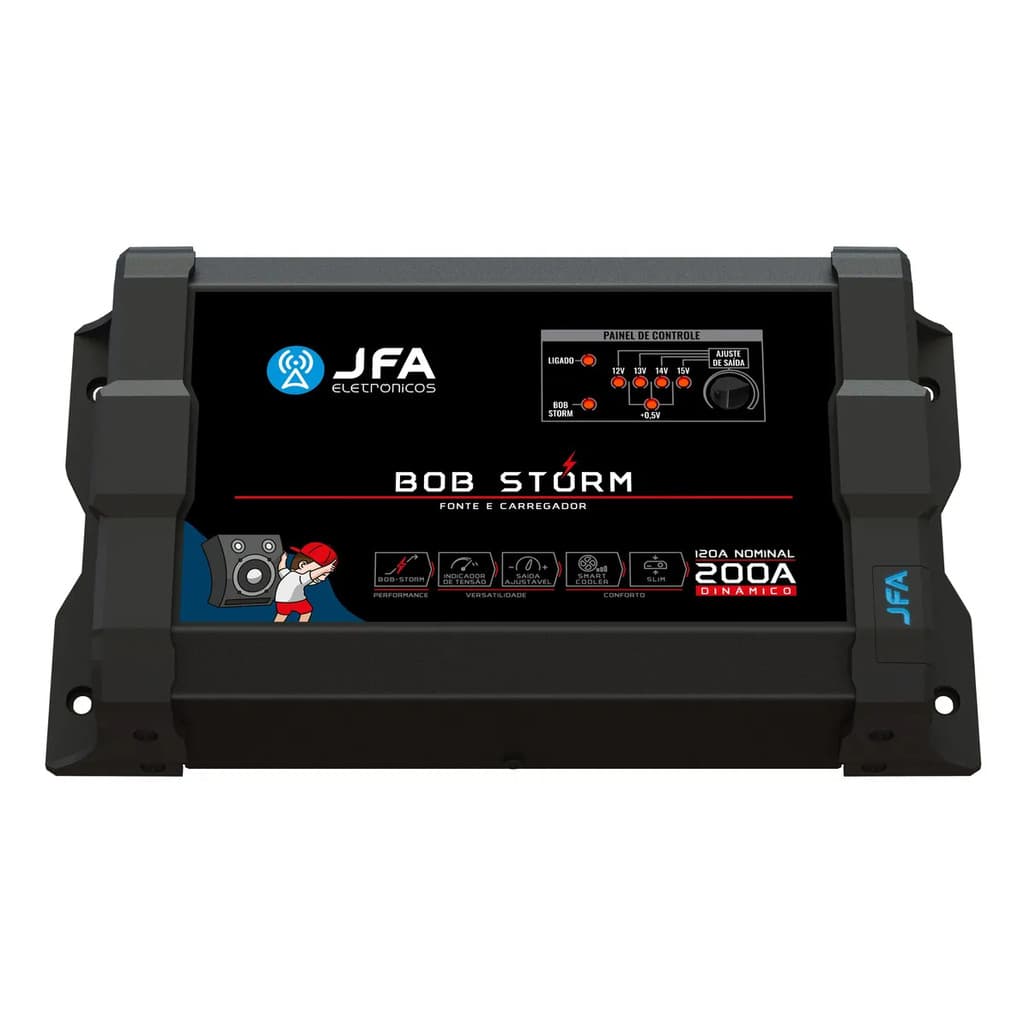 FONTE JFA 200 Ah BOB CARREGADOR DE BATERIA  STORM CAIXA SOM