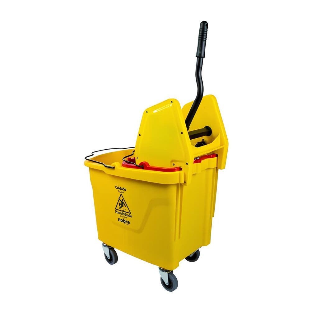 Carro de Limpeza 35L Nobre com Balde 15L, Divisor de Água e Rodas Profissional Amarelo