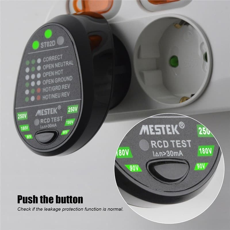 Detector de soquete multifuncional, detector de tomada, conexão de energia, fio, vazamento, fase, padrão europeu ST02D