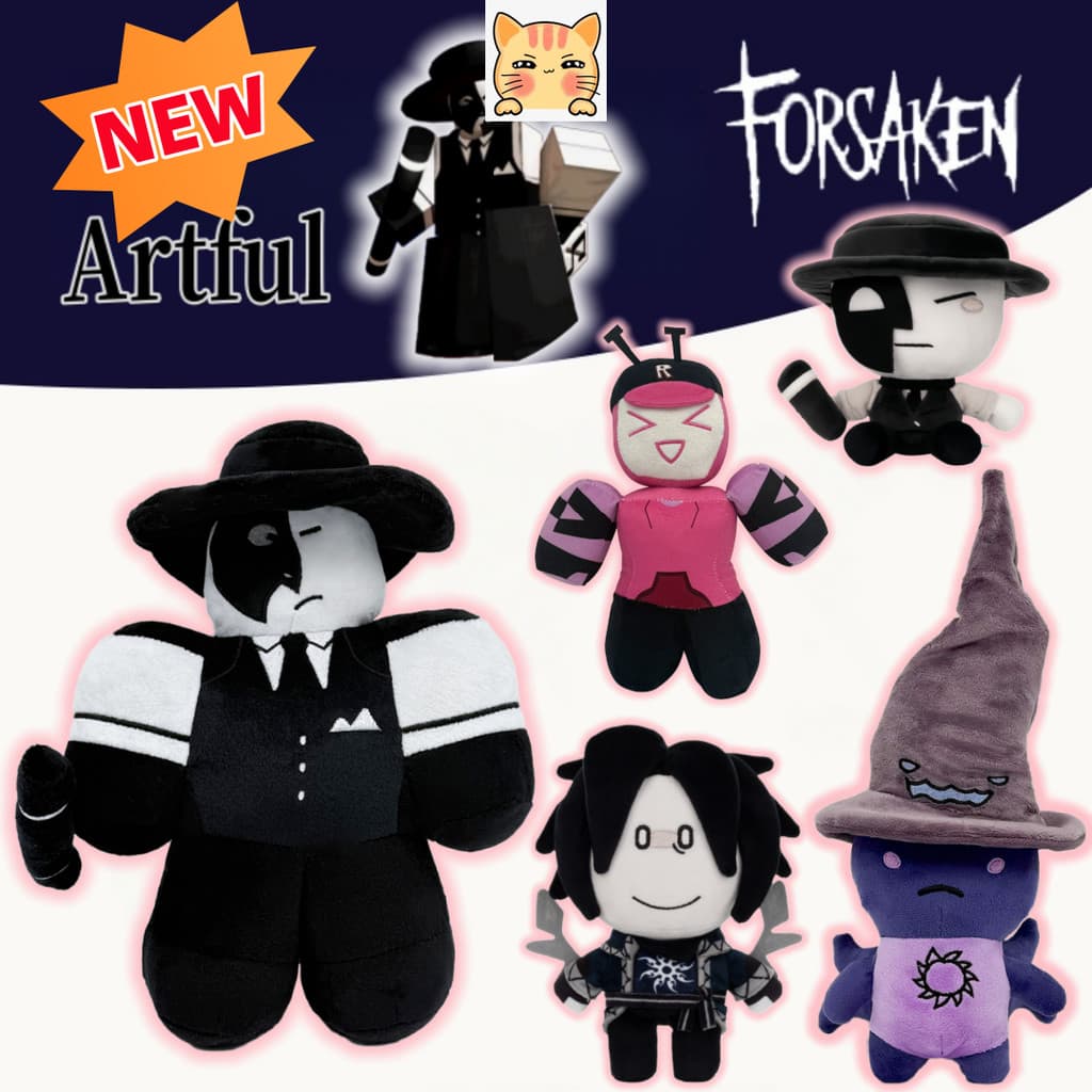 BCT ✨ Roblox Novo Die of Death Artful Plush Toy Forsken Twotime Azure Plushie Doll Fun Forrest Brinquedo De Pelúcia Para