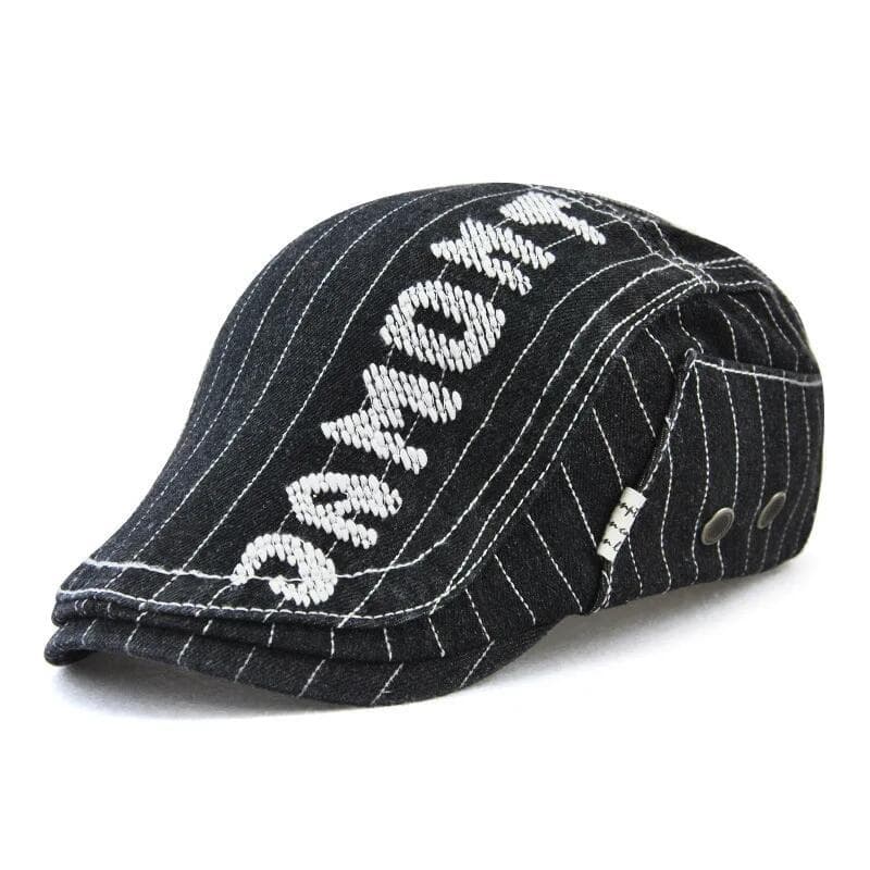 Boné Unissex de Denim Estilo Coreano, Boina com Bordado de Letras, Boné Newsboy Lavado para Homens e Mulheres, Chapéu de
