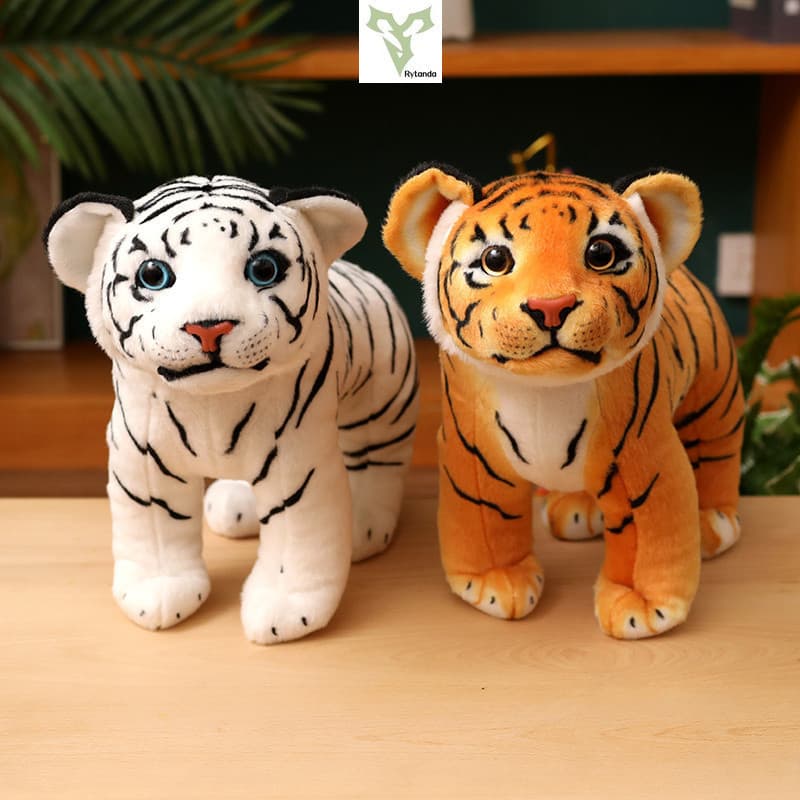 Rytanda Simulado Kawaii Tigre Brinquedo De Pelúcia Divertido Boneca Bonito Branco E Amarelo Travesseiro De Calmante Para