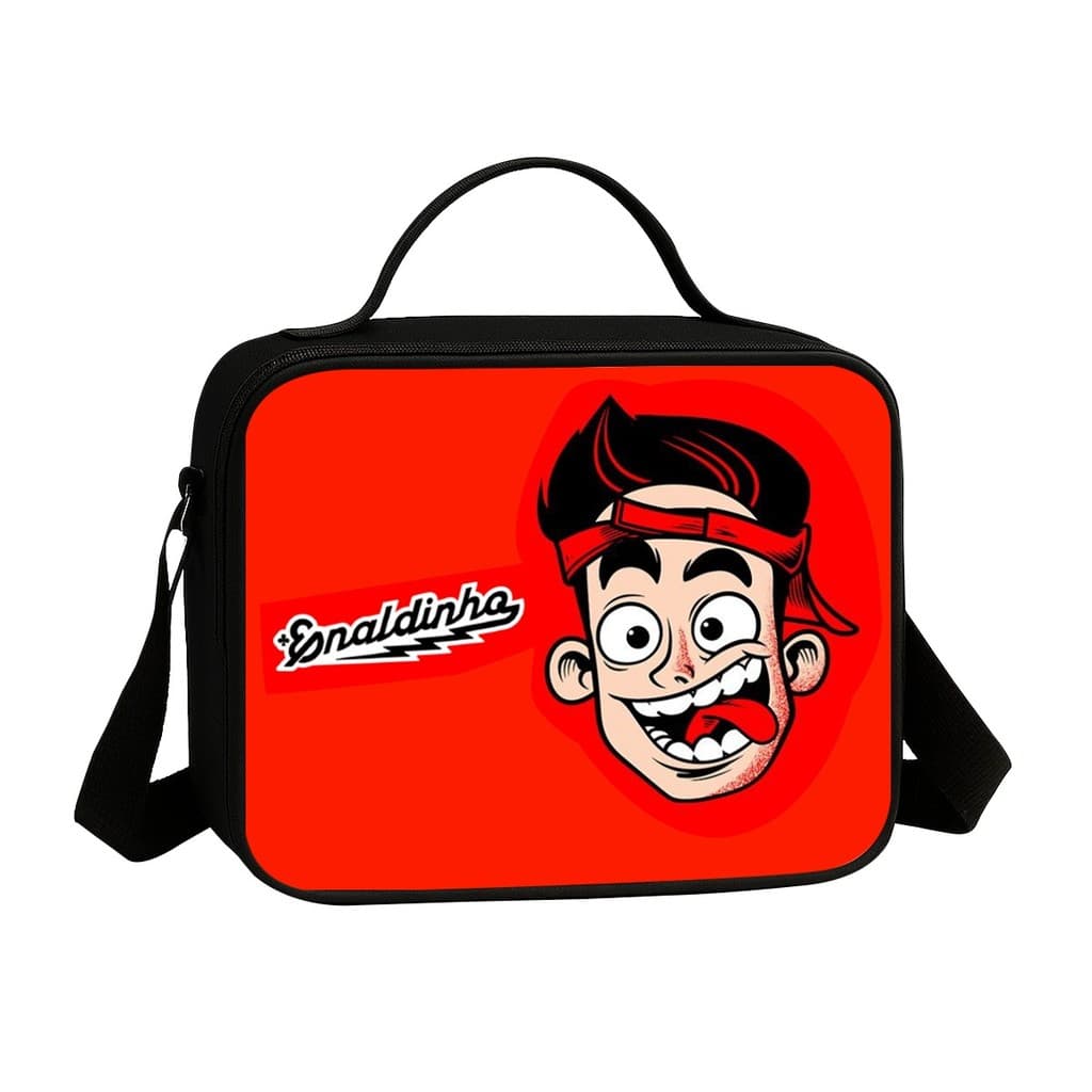 Mochila e Lancheira Escolar Estampa Vermelha Enal Youtuber Dinho Infantil Termica Avulsa ou Kit