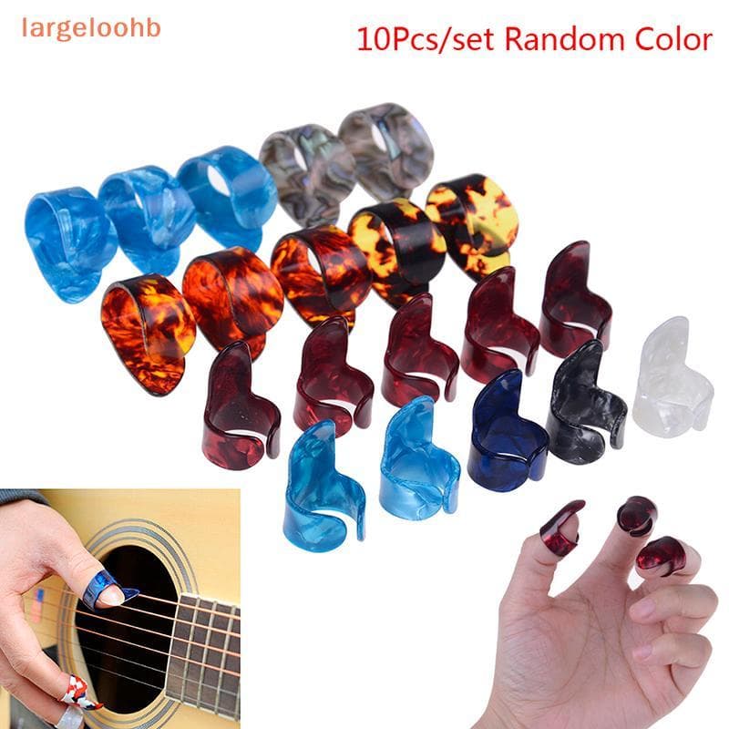 [largeloohb] Guitarra 10 Peças Palheta Para Escolher Unhas Polegar Dedo Palhetas Celulóide De Aço Inoxidável