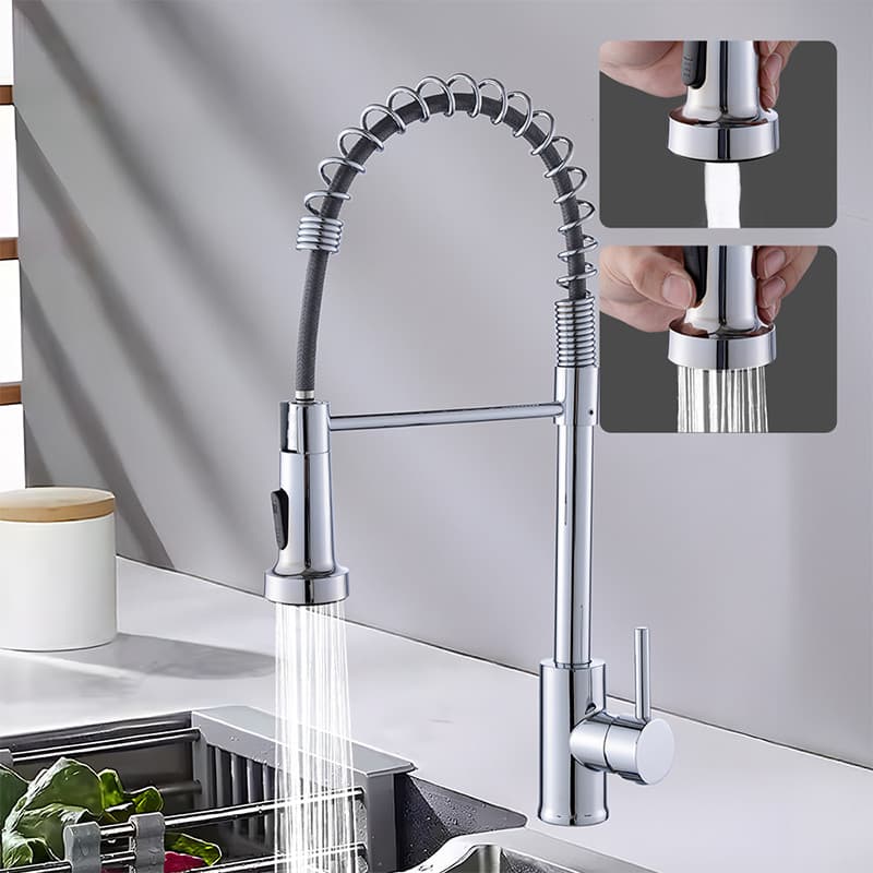 Torneira Monocomando Cozinha Gourmet Retrátil 360° 2 Jatos Aço Inox Pia Bancada