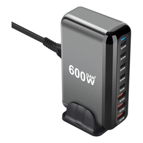 Carregador Super Turbo De Mesa 8 Portas Gan 3 Pro 600w Usb C USB-A