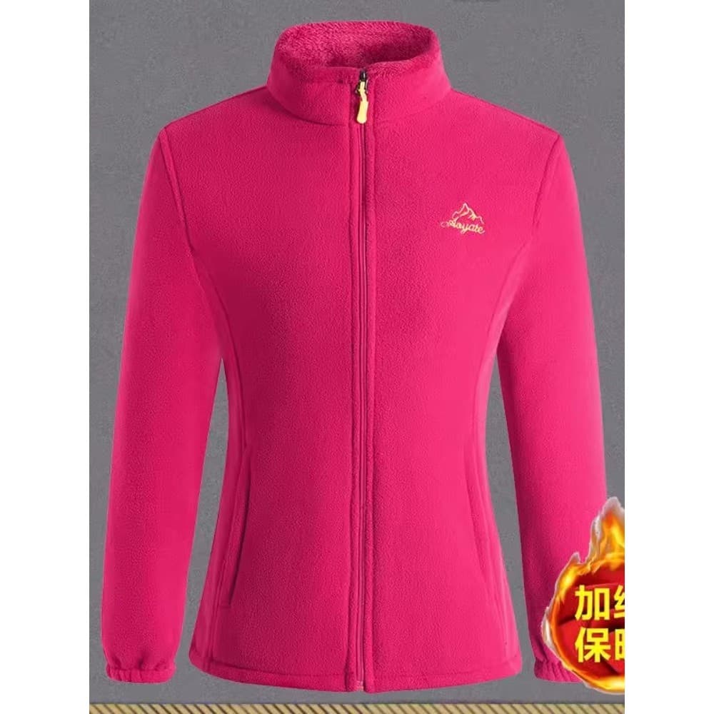 Mulheres idosas de meia-idade outono inverno forro de lã engrossado Polar velo Cardigan moletom topo