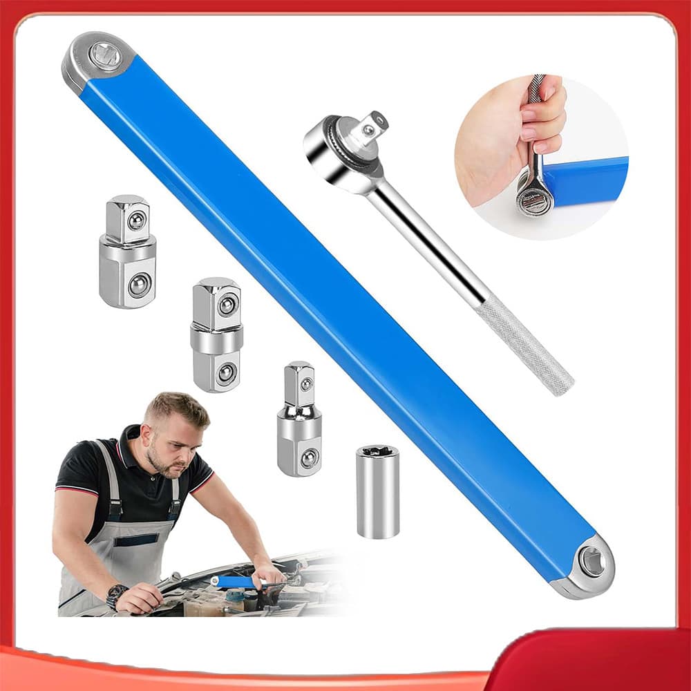 Conjunto de chave de extensão Offline (incluindo 1 chave de extensão + 4 adaptadores + 1 chave de catraca) azul + prata