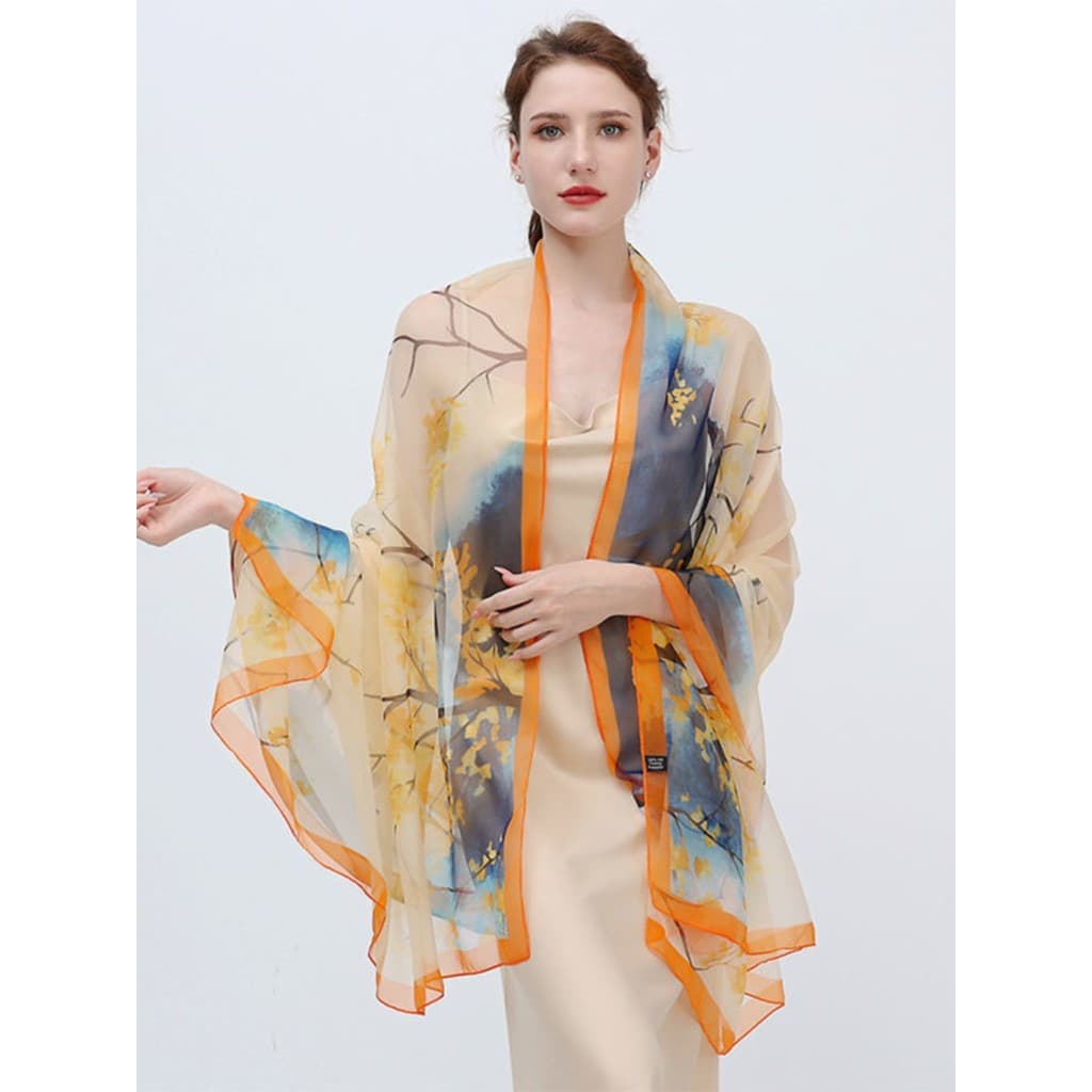 Lenço de seda feminino verão protetor solar praia xale exterior usar excelente fio macio estilo fino Oversized ar condic