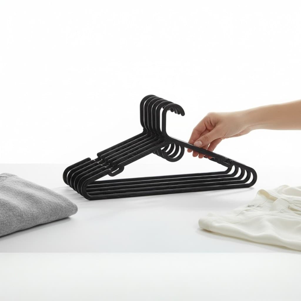 Cabide Acrílico Reforçado 10mm espessura Adulto 42 cm kit com 6 unidades cor Preta