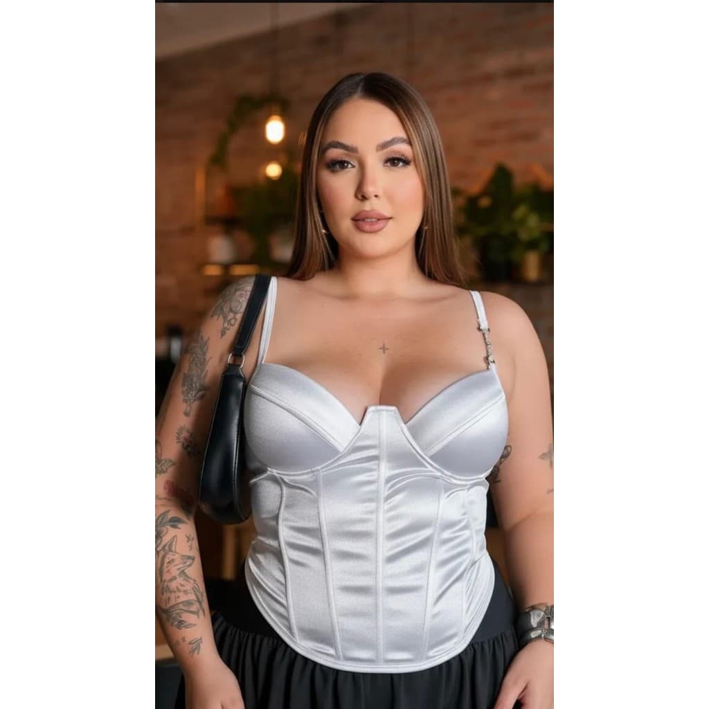 Cropped Plus Size Estilo Corselet Sustentação Confortável