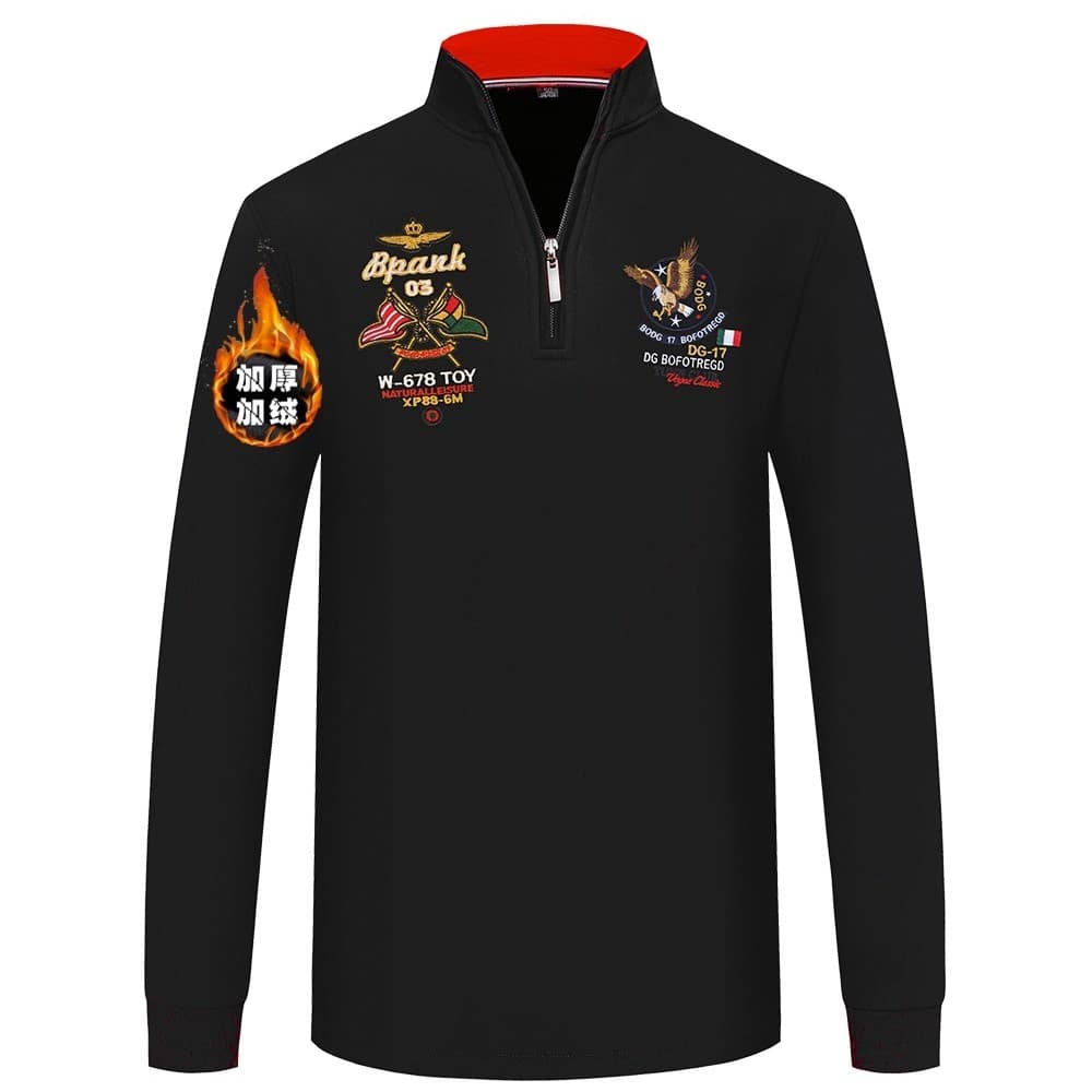 Estação europeia Street Wear roupas masculinas forro de lã engrossado camiseta masculina gola alta zíper meia gola alta