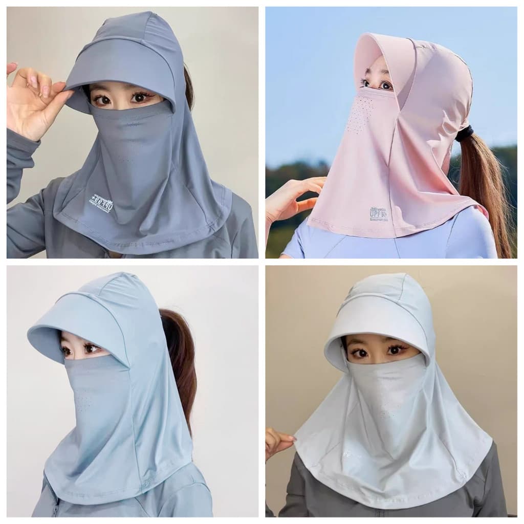 Boné De Sol Protetor Facial Completo Chapéu À Prova Para Atividades Ao Ar Livre De Verão Mangas De Seda Gelada