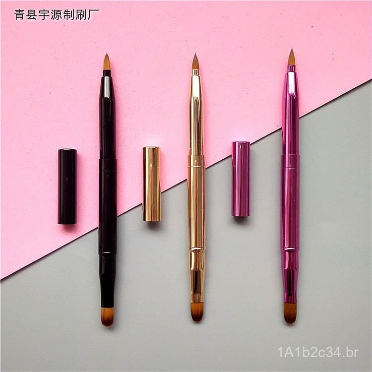 Pincel de Lábios Retrátil Portátil da Fábrica Cangzhou, Pincel de Batom de Nylon, Pincel de Maquiagem Compacto, Ferramen