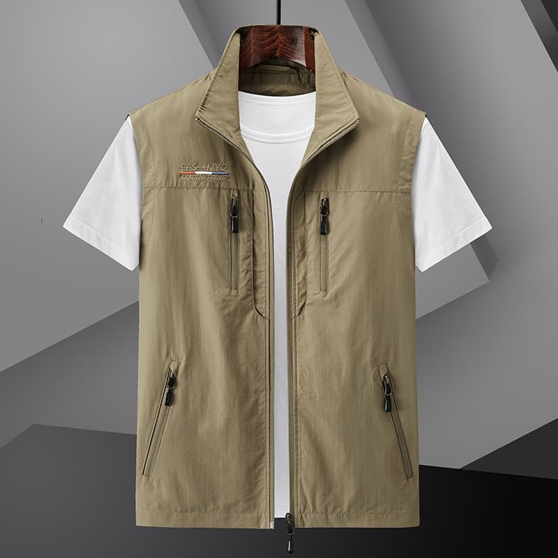 Macacão colete masculino gola alta primavera outono exterior Wear funcional Multi-bolso colete pesca fotógrafo esportes