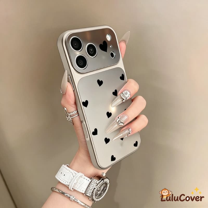 Capa Espelhada 2 Em 1 Com Janela Grande Love Heart Para Redmi Note 15 14 13 Pro Plus SE + 5G 4G INS Style Luxuosa Criati