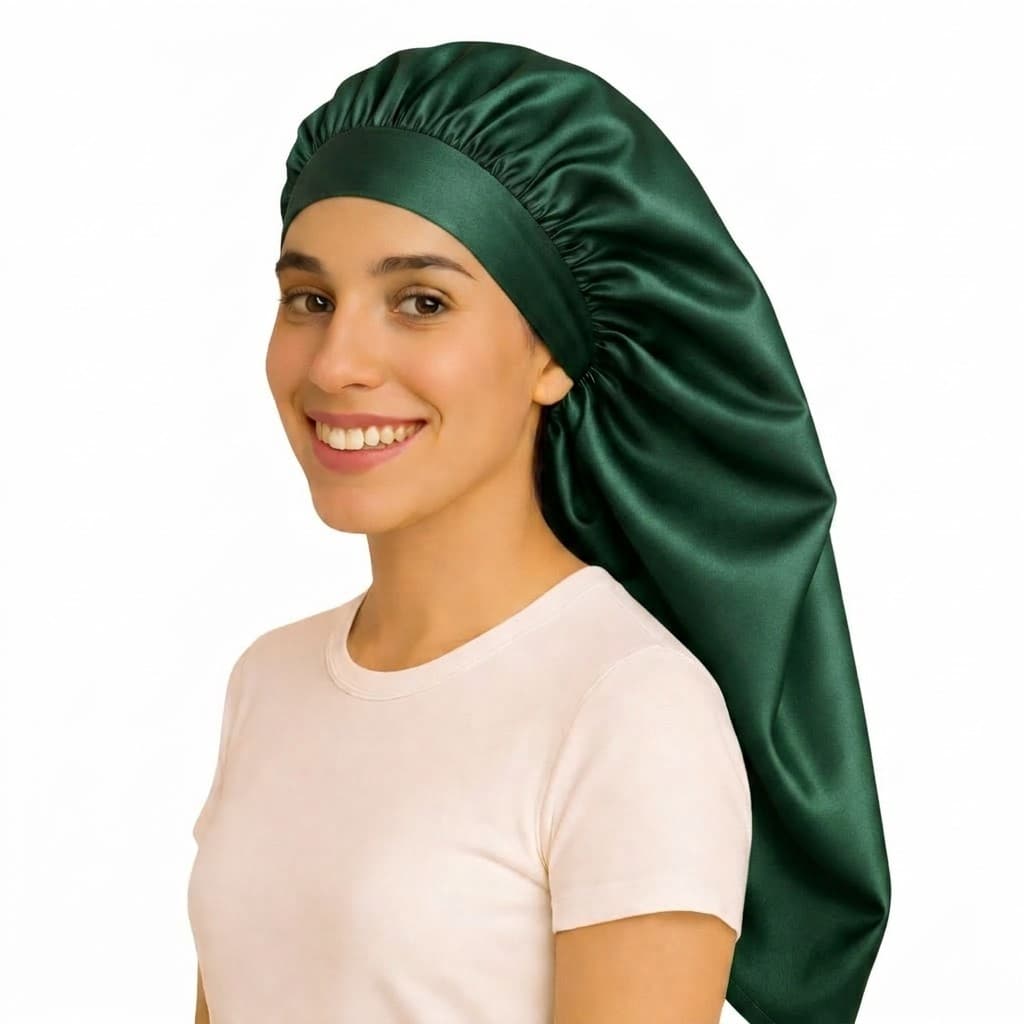 Touca para Dormir em Seda Longa para Cabelos Longos Tranças Box Braids