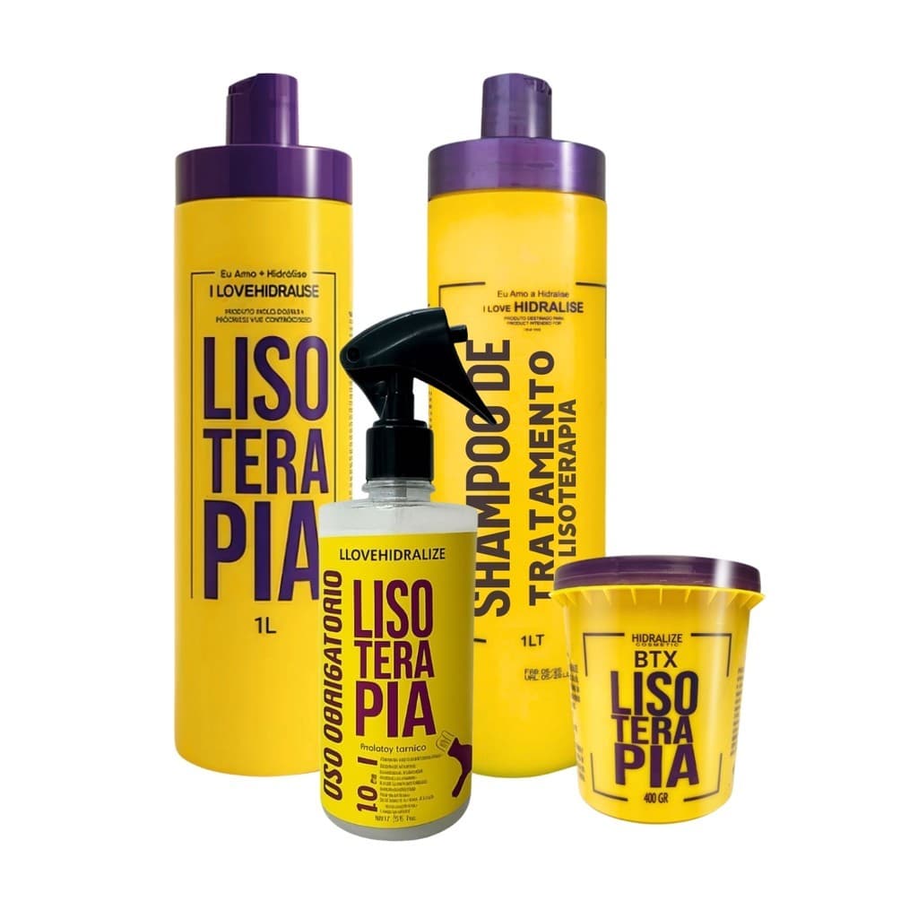 Kit Lisoterapia Progressiva 1L + Shampoo Limpeza Profunda 1L + Botox 400ml + Protetor Térmico 10 em 1
