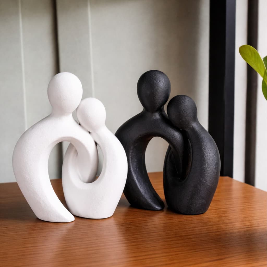 Escultura Casal Decorativa Abstrata Moderna Minimalista Estátua Nórdica Sala Quarto Presente