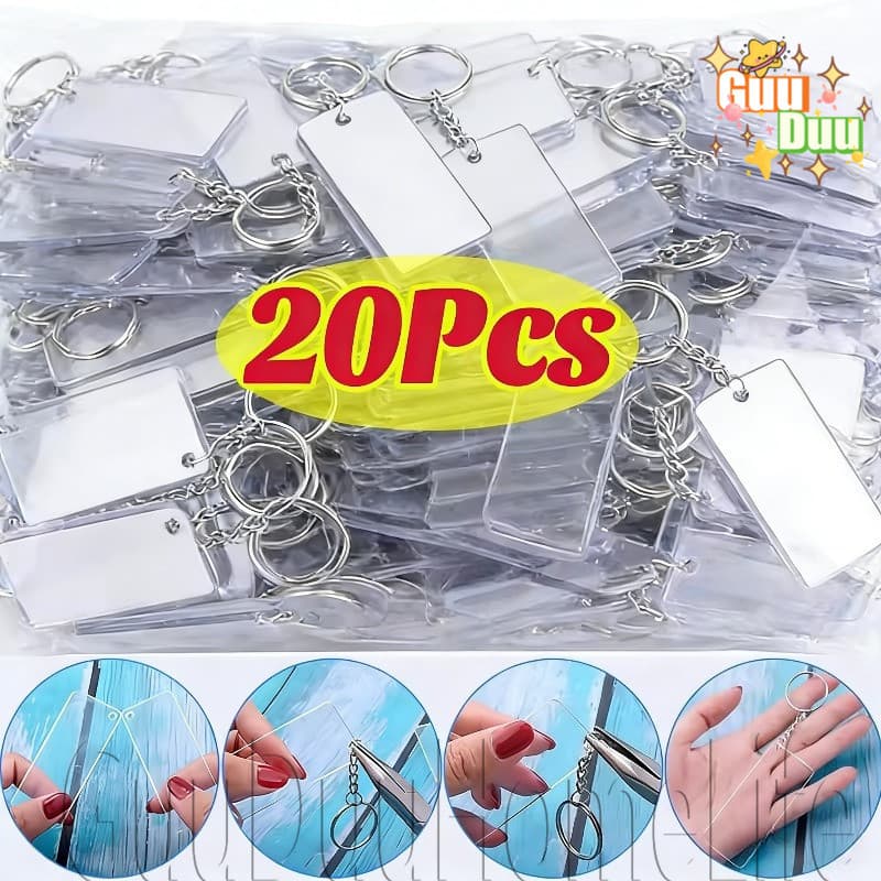[GUUDUU] 5-20 Unidades De Chaveiros Com Porta-Retratos Transparentes-Acessórios De Decoração De Mochila-Inserir Chaveiro