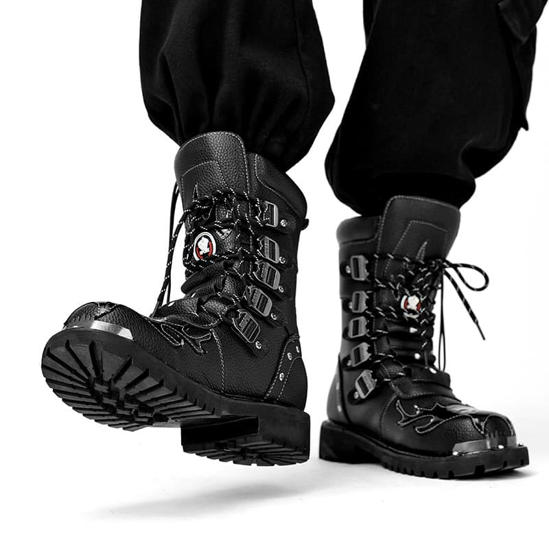 Martin botas masculinas verão de alta qualidade estilo britânico preto carga botas de couro americano Retro Punk ocident