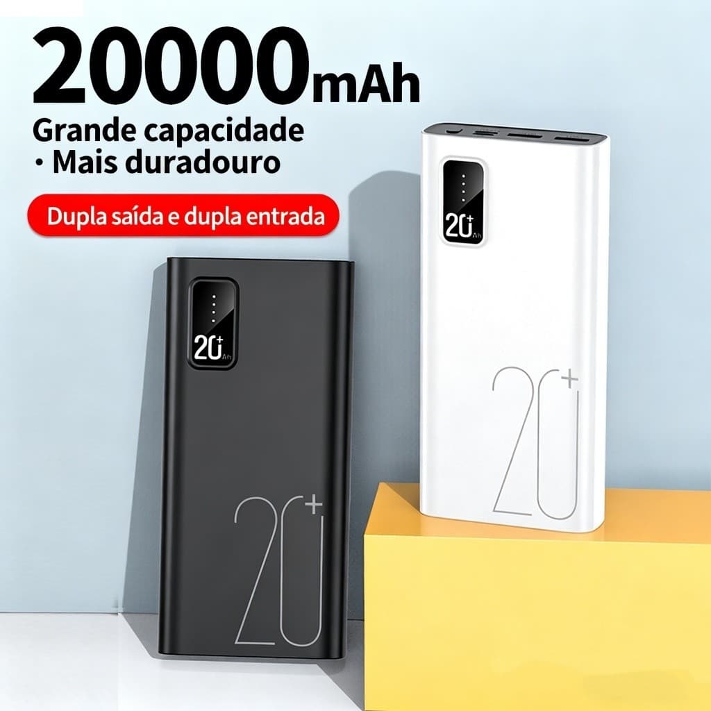 Carregador Portátil 20000mAh Power Bank De Alta Capacidade-Carregamento Rápido De 22.5 W-Tela LCD-100 % Original